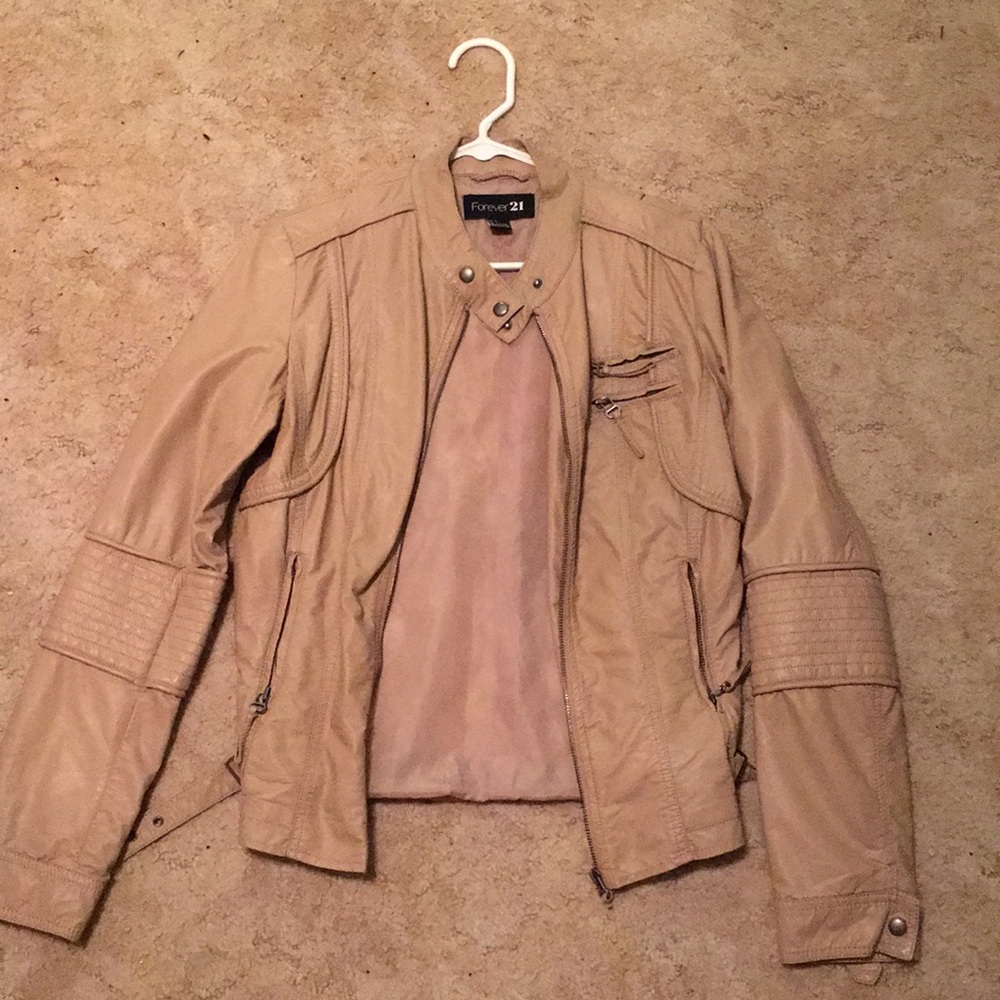 Tan, leather material jacket